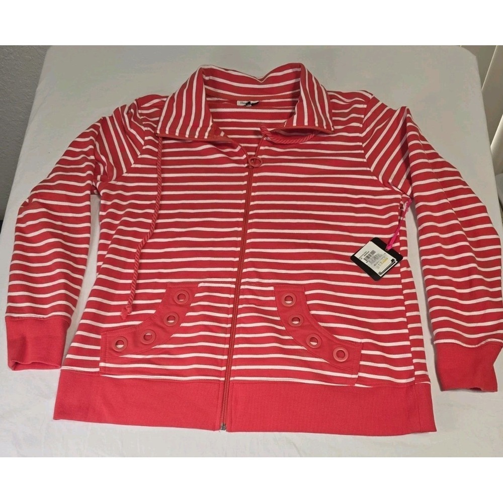 High Fifth Women's Large Red/White Striped Zip-Up Jacket